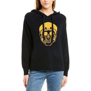 SKULL CASHMERE | NAVY AND YELLOW COLLEGIATE HOODIE | XS (NWOT)